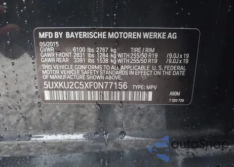 2015 BMW X6 xDrive35I from USA, damaged, VIN 5UXKU2C5XF0N77156